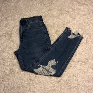 American Eagle Medium Wash Distressed Mom Jeans